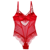 Bodysuit Women Push Up Red Strappy Cup Eyelash Lace Floral Pattern Padded Underwire Lingerie Women Shapewear High Quality